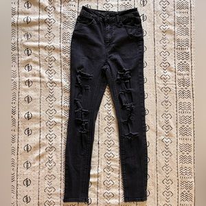 Vanilla Star Real Cheeky Skinny Black Ribbed Jeans Juniors